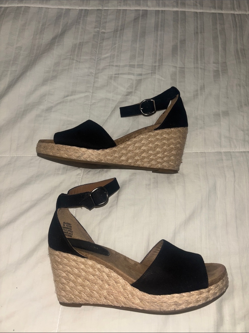 Style & Co Black Espadrille Wedge Sandals with Ankle Strap